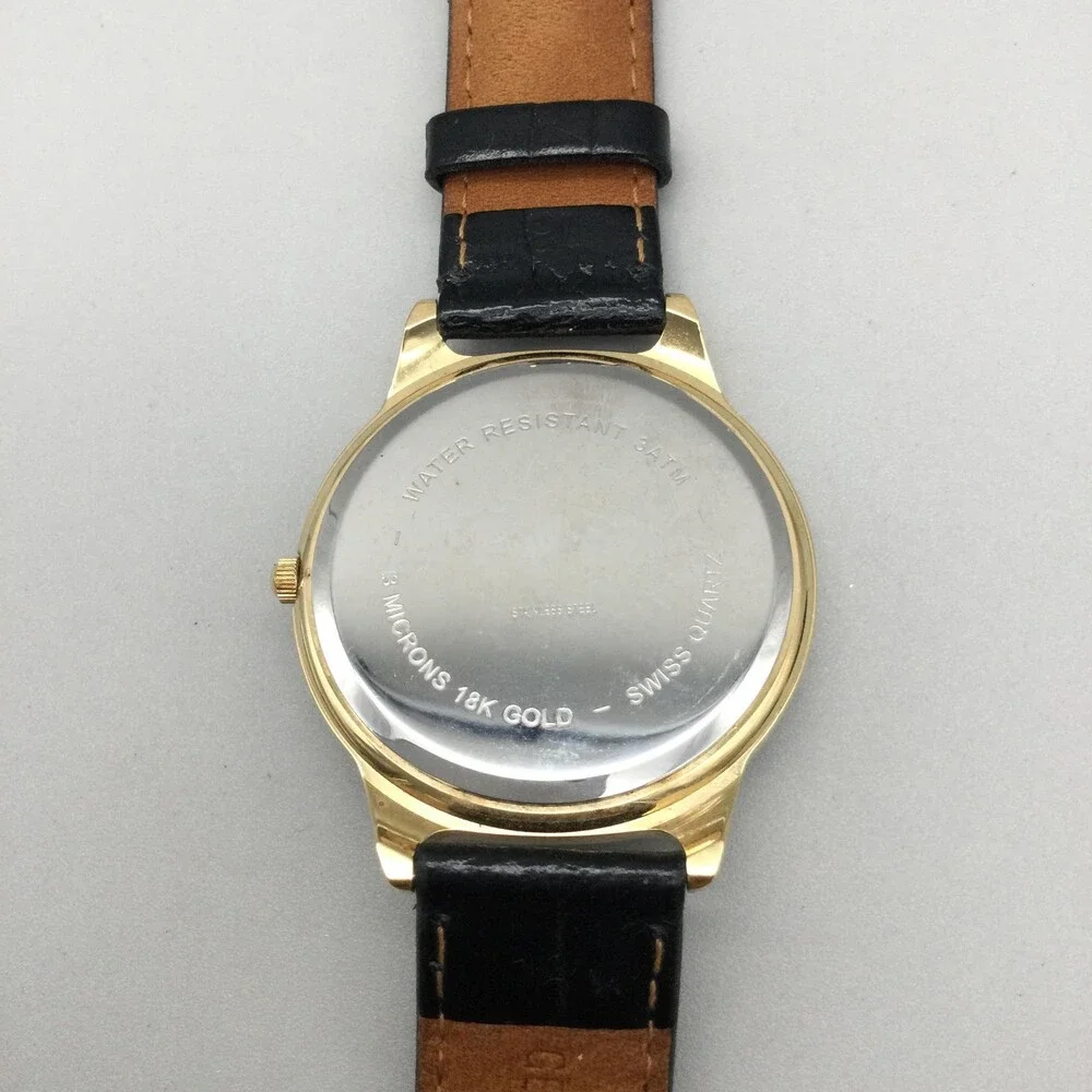 Mens Watch 39mm Walking Liberty Coin Dial 14K Gold Plated Leather New Battery